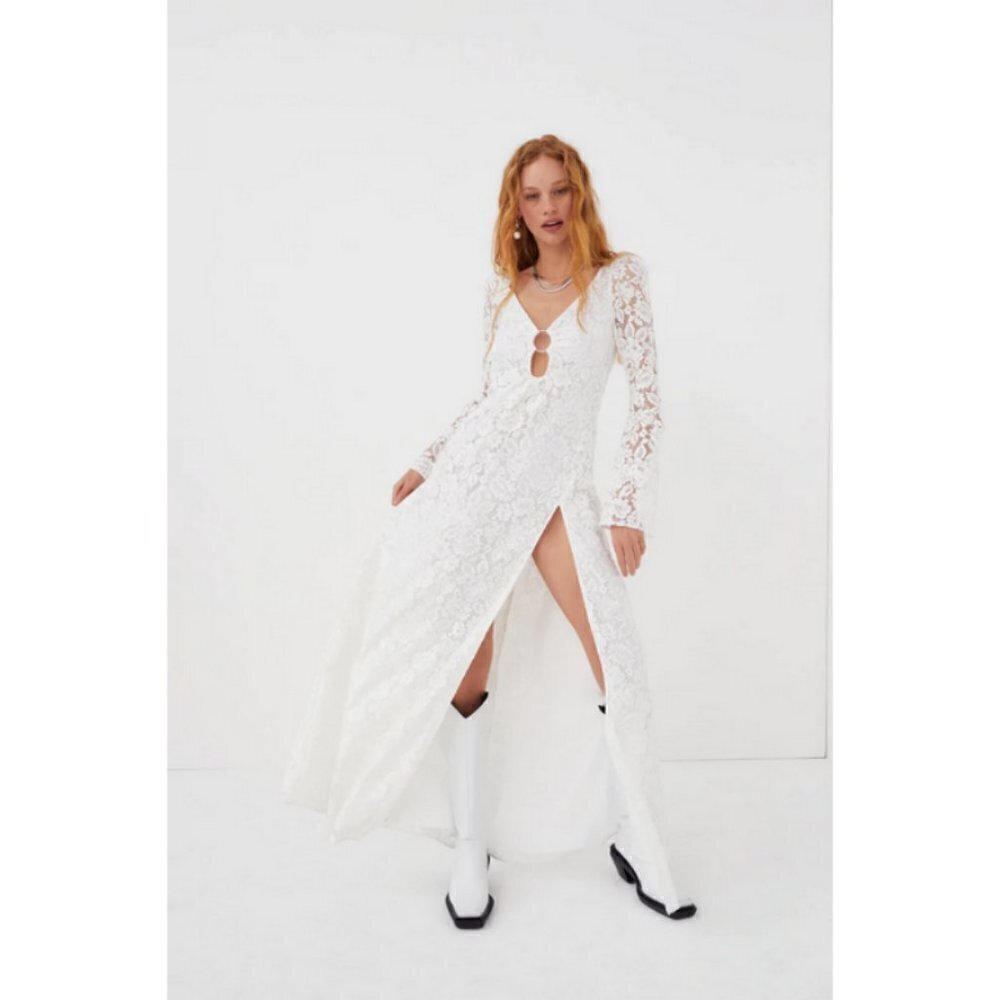💕FOR LOVE AND LEMONS💕 Frances Lace Maxi Dress ~ White Small S NWT - Picture 5 of 16